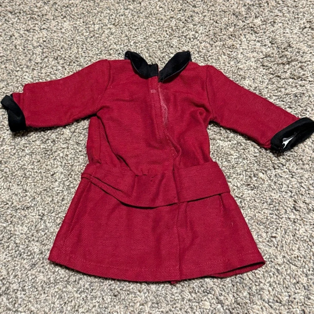 American Girl Rebecca Meet Dress Red Herringbone Black Velvet Doll Clothing